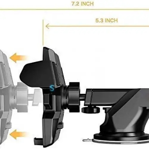 Araç İçi Ayarlanabilir Telefon Tutucu, Evrensel Uzun Kollu, Ön Cam İçin Akıllı Telefonlar İçin - Siyah