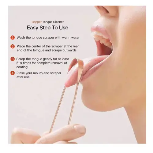 Bakır Dil Sıyırıcı Dil Temizleyici ve Dil Kazıyıcı Temizleme Ağız Bakım Aparatı Bakır Paslanmaz Hijyenik Aparat
