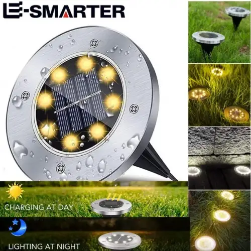 Güneş Enerjili Bahçe Aydınlatması - LED Zemin Lambası 4lü Set