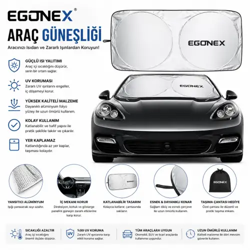 Egonex Yuvarlak Katlanabilir Oto Ön Cam Güneşlik