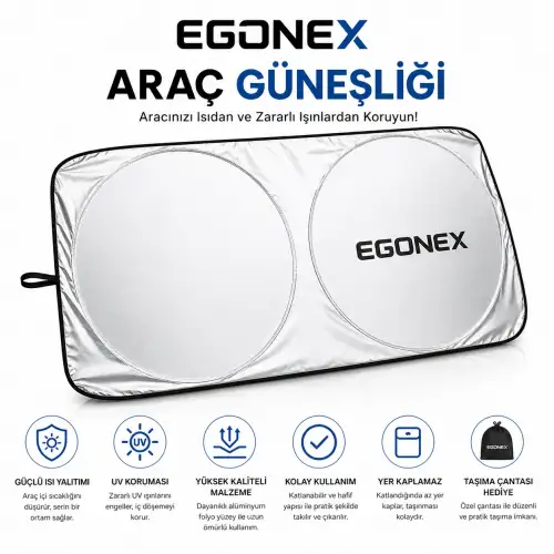 Egonex Yuvarlak Katlanabilir Oto Ön Cam Güneşlik