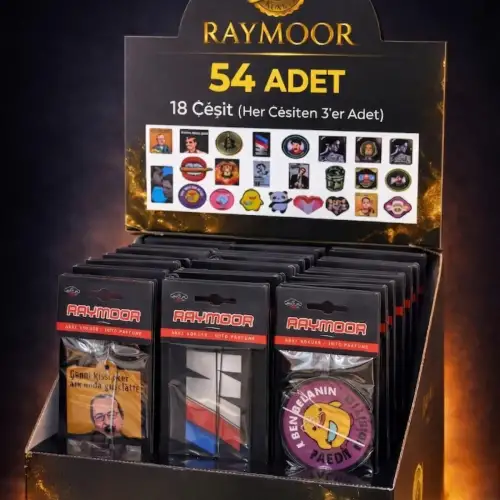 RAYMOOR Araç kokusu Trend Görseller Tasarımlı Araç Kokusu Standı 54 Adet