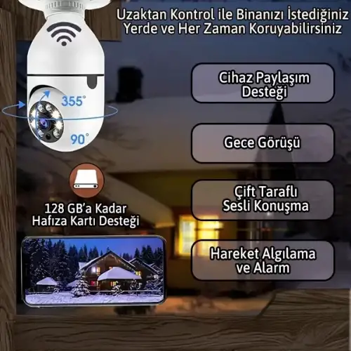 Ampul Kamera Harekete Duyarlı Gece Görüşlü Egonex