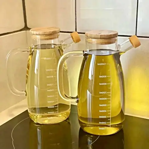 Bambu Kapaklı Cam Yağdanlık