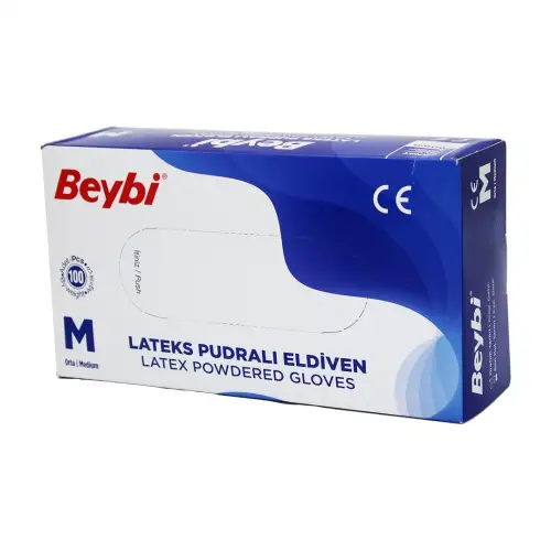 Beybi ( M ) ( Pudralı ) Muayene Eldiveni 100lü*1x20