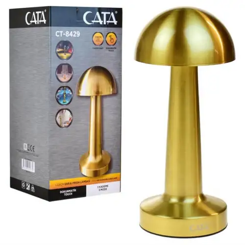Cata Mantar Lamba Ct-8429 Lizbon 3 Renk Şarjlı Masa Lambası