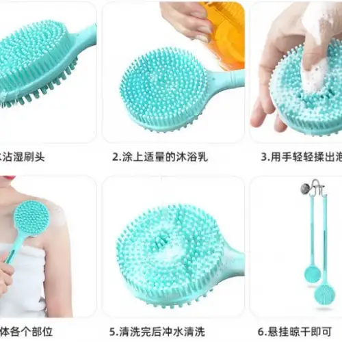 Çift Taraflı Silikon Uzun Saplı Banyo Fırçası Cm-331