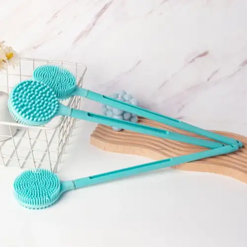 Çift Taraflı Silikon Uzun Saplı Banyo Fırçası Cm-331