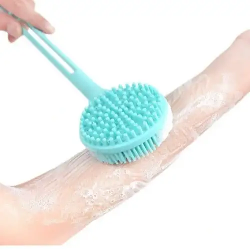Çift Taraflı Silikon Uzun Saplı Banyo Fırçası Cm-331