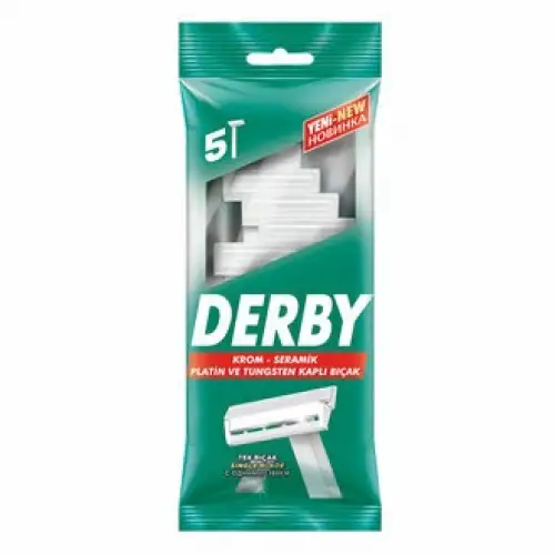 Derby-101010212 ( Tek Bıçak ) ( 5pcs Poşetli ) Saplı Jilet*14x8