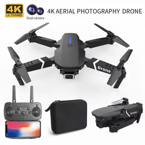 E88 Drone 4k Hd Çift Kameralı Drone App Kontrol Wifi Li Katlanabilir Quatcopter X3 Batarya