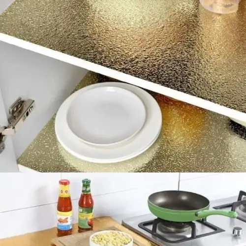 Egonex 2 Metre Kendinden Yapışkanlı Silinebilir Mutfak Tezgah Üstü Sticker Folyo Gold Renk