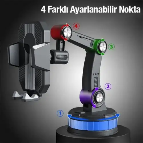 Egonex 360 Derece Dönebilen Ayarlanabilir Araç Içi Vantuzlu Telefon Tutucu