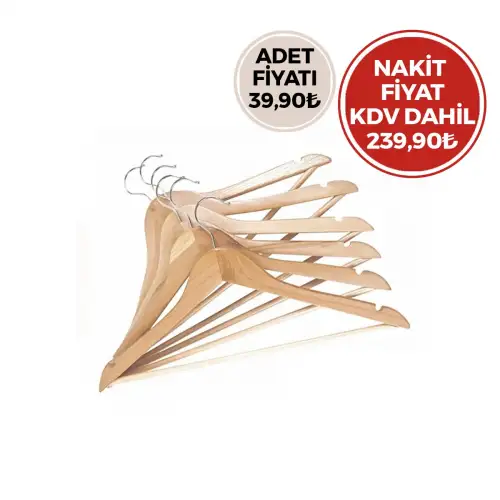 Egonex Askıcım ( 6pcs ) ( Lüks Ahşap ) Elbise Askısı ( Vernikli )*20=k