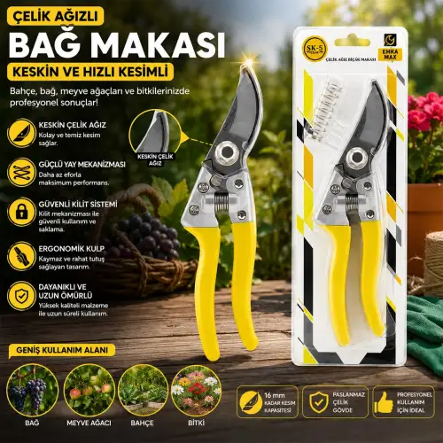 Egonex Emka 5523-144 Çelik Ağızlı Bağ Makas*144