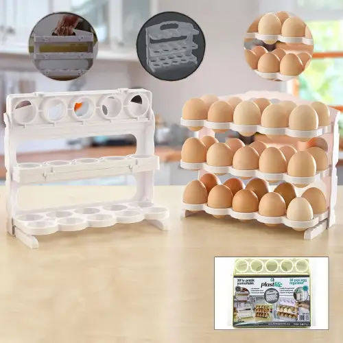Egonex PLASLİFE KP-174 ( 30 HAZNELİ ) BUZDOLABI YUMURTA ORGANİZERİ 3 KATLI*12=K