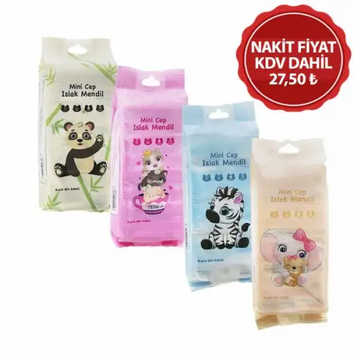 Enfa Enf-2000 ( Mini ) Cep Islak Mendil ( Mix ) ( 14x15cm ) ( 8pcs X 8 Pkt=64pcs )*60=k