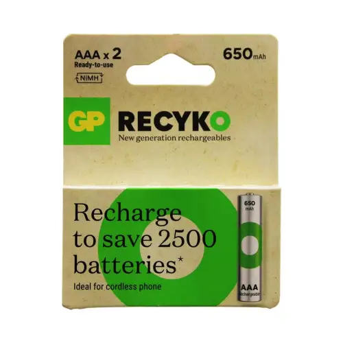 Gp Recyko 650mah Aaa Şarjlı İnce Pil 63e041 2li Kart*100