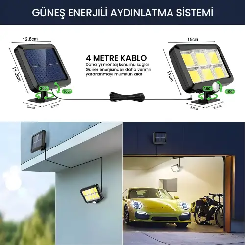 Güneş Enerjili Hareket Sensörlü Bahçe Lambası Sl-f100