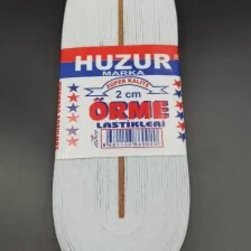 Huzur ( Beyaz & 2cm ) Paça Lastik Yassı Geniş 10mt*50