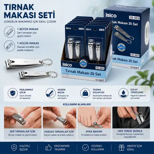 İbico İ15-003 ( 2pcs ) ( Gri ) Tırnak Makası Seti*12x30
