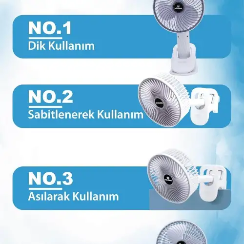 Klipsli Vantilatör & Taşınabilir Fan Şarjlı Fan Bs-5003