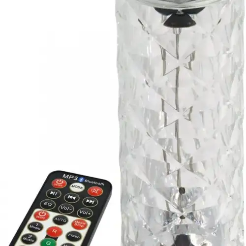 Kristal Masa Lamba Led Bluetooth Hoparlör Uzaktan Kumandalı