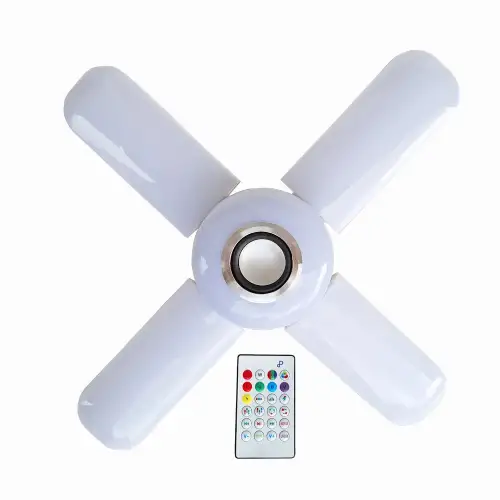 Lamba 4 Kanatlı E27 Duya Takılan Kumandalı Katlanabilir Led Müzik Lamba Işığı Avize Bluetooth Hoparlör