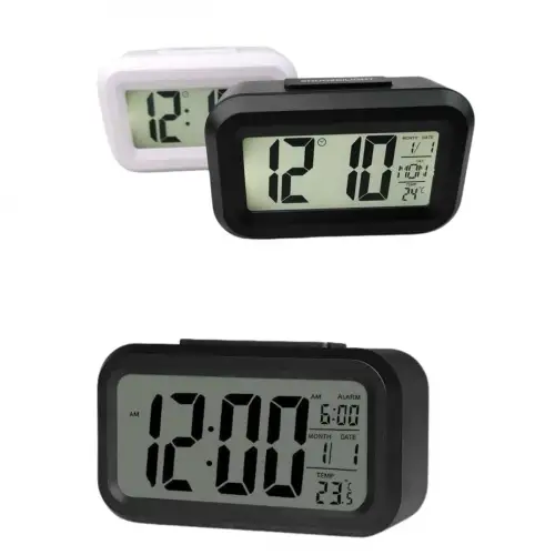 Masaüstü Saat Takvim Termometre Beyaz Siyah