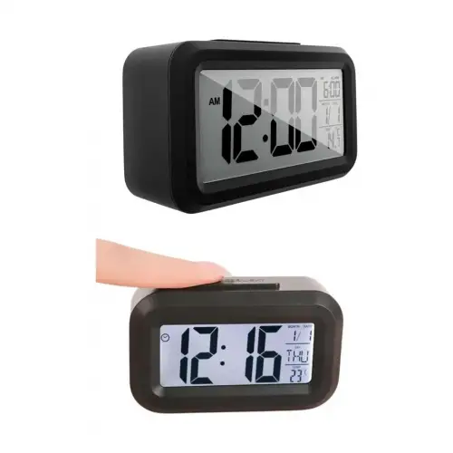 Masaüstü Saat Takvim Termometre Beyaz Siyah