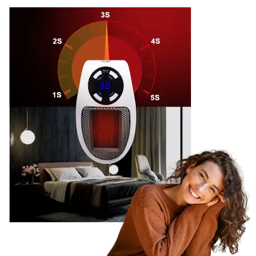 Priz Tipi Uzaktan Kumandalı Taşınabilir Isıtıcı Zamanlayıcı - Otomatik Kapanma 500w