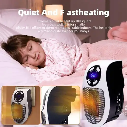 Priz Tipi Uzaktan Kumandalı Taşınabilir Isıtıcı Zamanlayıcı - Otomatik Kapanma 500w