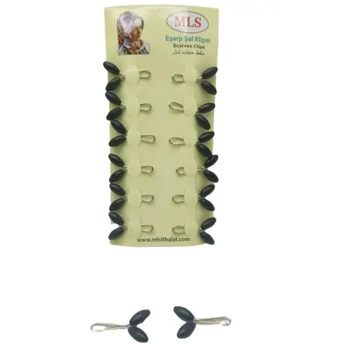 Mls Eşarp ( Siyah ) ( 12pcs Kart ) Başörtü & Şal Klipsi*1000