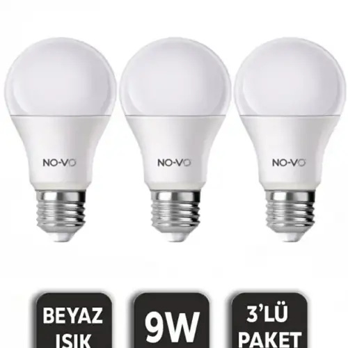 Novo 3’lü Led Ampul 9w Beyaz Işık E27