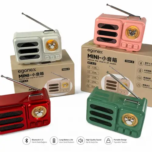 Platoon PL-4708 Bluetooth 5.3 Mini Metal Retro Radyo