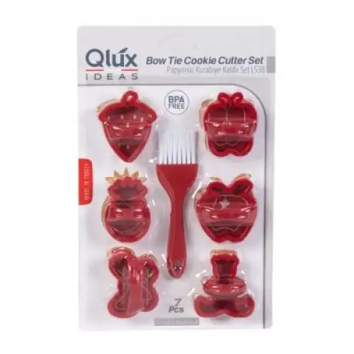 Qlux L-538 Papyonlu Kurabiye Kalıbı Fırçalı Set*36