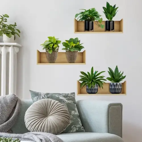 Raflı Bitki Tasarımlı Yapışkanlı Sticker 20*30 Cm 3lü Set Mc-663