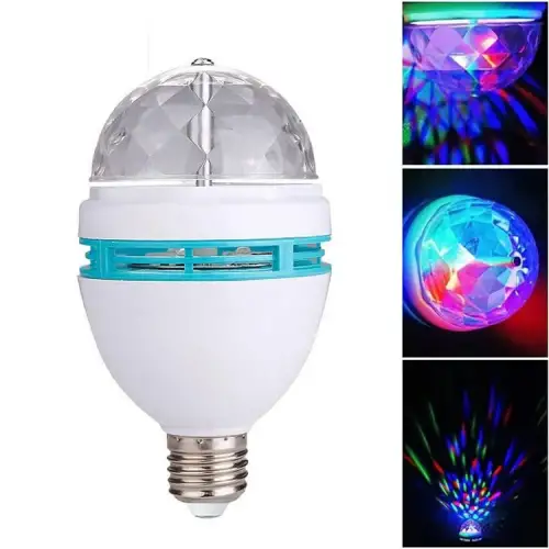 Renkli Led Ampul Disko Ampulü Hareketli 360 Derece Dönen Disko Topu