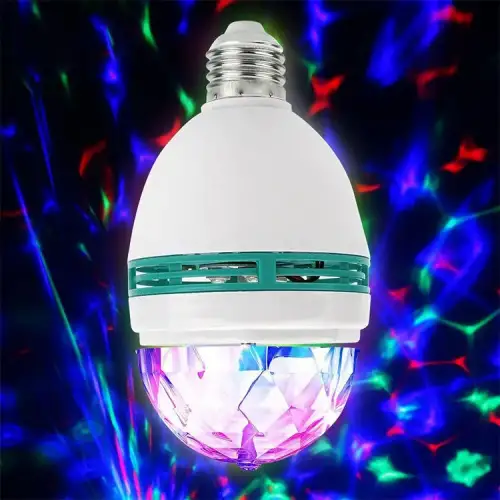 Renkli Led Ampul Disko Ampulü Hareketli 360 Derece Dönen Disko Topu