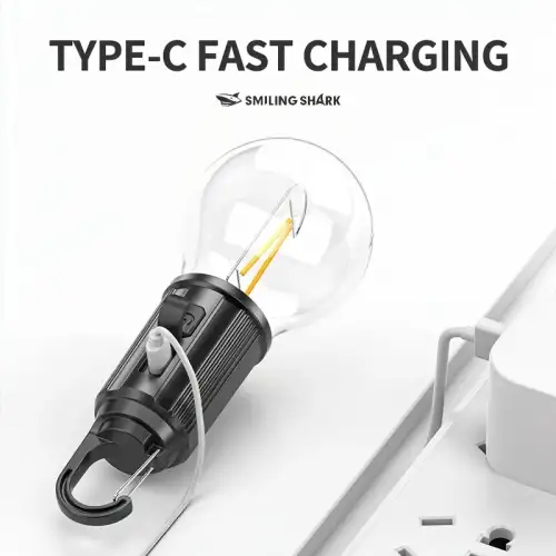 Rustik Taşınabilir Şarjlı Tasarruflu Ampul 10w Led Lamba Type-c Şarj Askılı Asma Aydınlatma