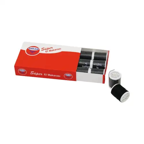 Sağlam ( 12pcs ) ( Siyah ) ( 100mt ) Polyester Dikiş İplik Makara*100