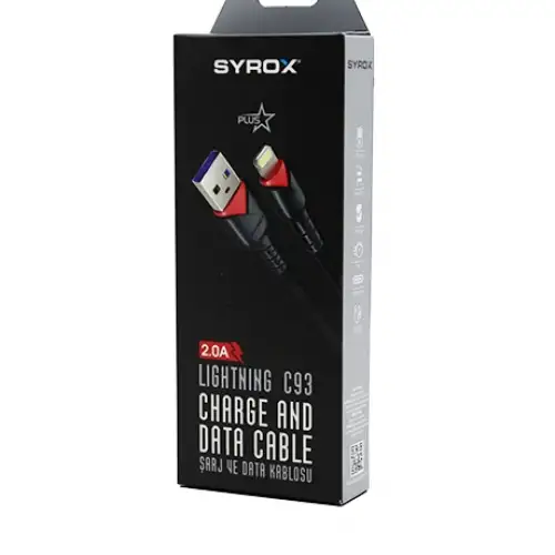 Syrox C93 ( İphone ) Usb ( Örgülü ) Lıghtnıng 2.0a Şarj & Data Kablosu*320