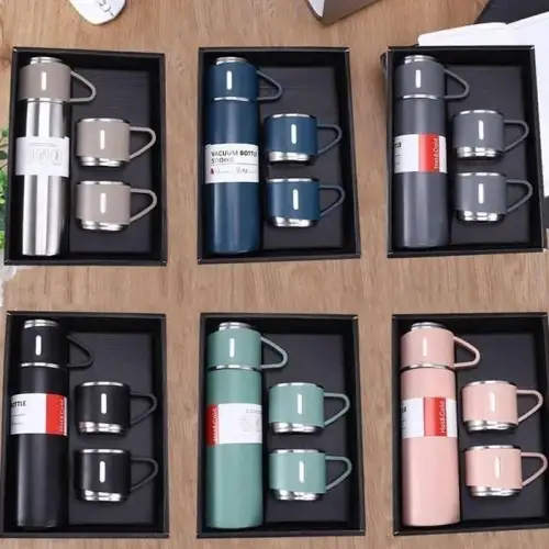 Üçlü Bardak Paslanmaz Çelik Termos Seti