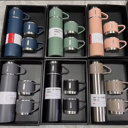 Üçlü Bardak Paslanmaz Çelik Termos Seti