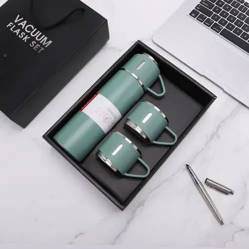 Vacuum Flask Set ( Çantalı ) ( 3pcs Bardaklı ) Renkli Çelik Termos Seti ( 500ml )*50