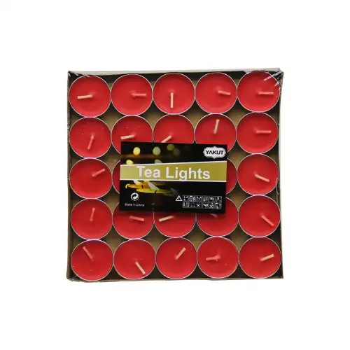 Yakut-11237 ( 25pcs ) ( Kırmızı Yuvarlak ) Tea Light Mum*80