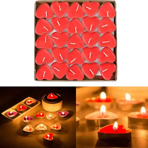 Yakut-8085 ( 25pcs ) ( Kırmızı & Kalpli ) Tea Lights Mum*80