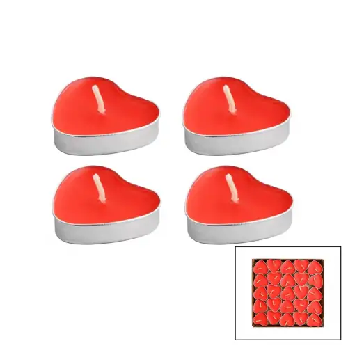 Yakut-8086 ( 50pcs ) ( Kırmızı & Kalpli ) Tea Light Mum*36