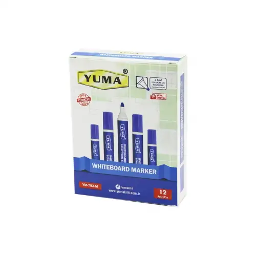 YUMA YM-793-M ( MAVİ ) BEYAZ TAHTA KALEMİ ( 3MM YUVARLAK UÇ )*12X96