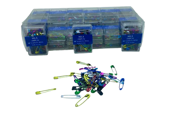 Mls Safety Pıns-988 ( Renkli ) ( 50pcs.pls.kutu ) ( No-00 ) Mini Çengelli İğne*36x40